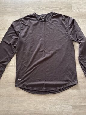 BYLT Basics Men's Long Sleeve Crew Tee in Charcoal Brown